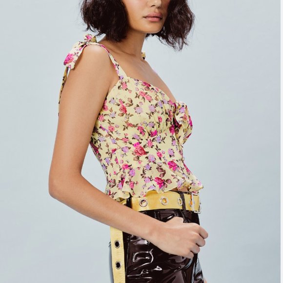 Beaumont Top Yellow Floral | For Love and Lemons - Picture 1 of 7